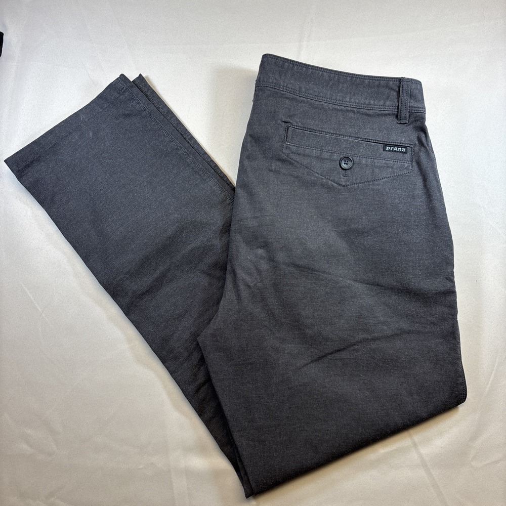 prAna McClee Pants Men Grey 36x29 Straight Fit Chinos Cotton Stretch Work Hiking